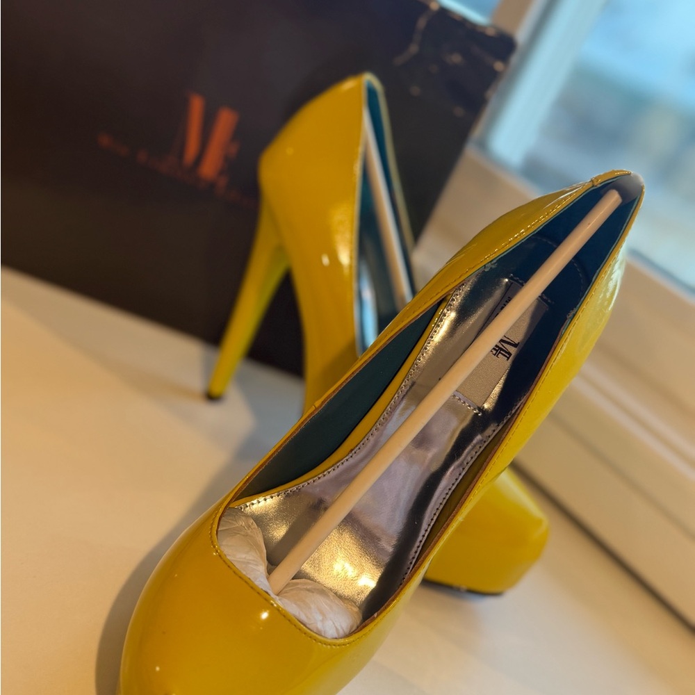 MIA Yellow Patent Stiletto Pumps